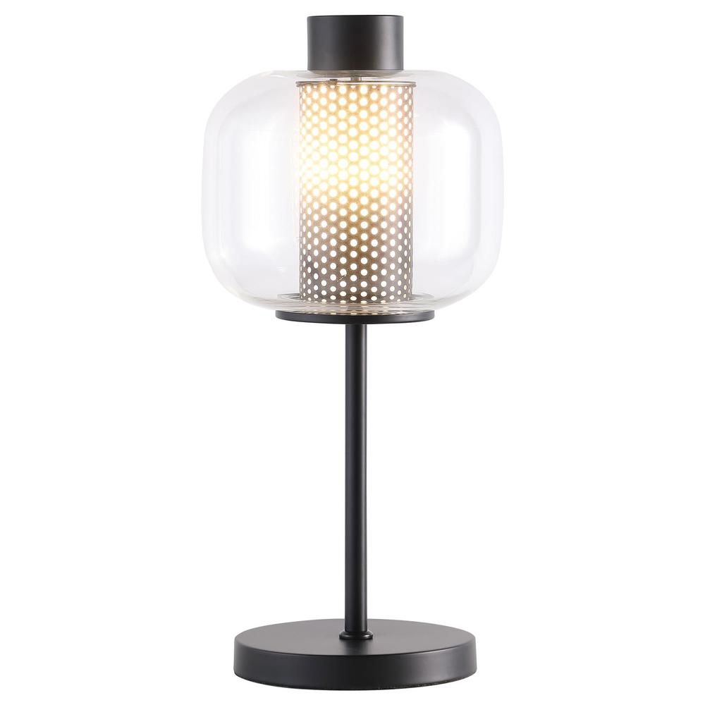 Ingrid Glass Shade Bedside Table Lamp Black. Picture 1