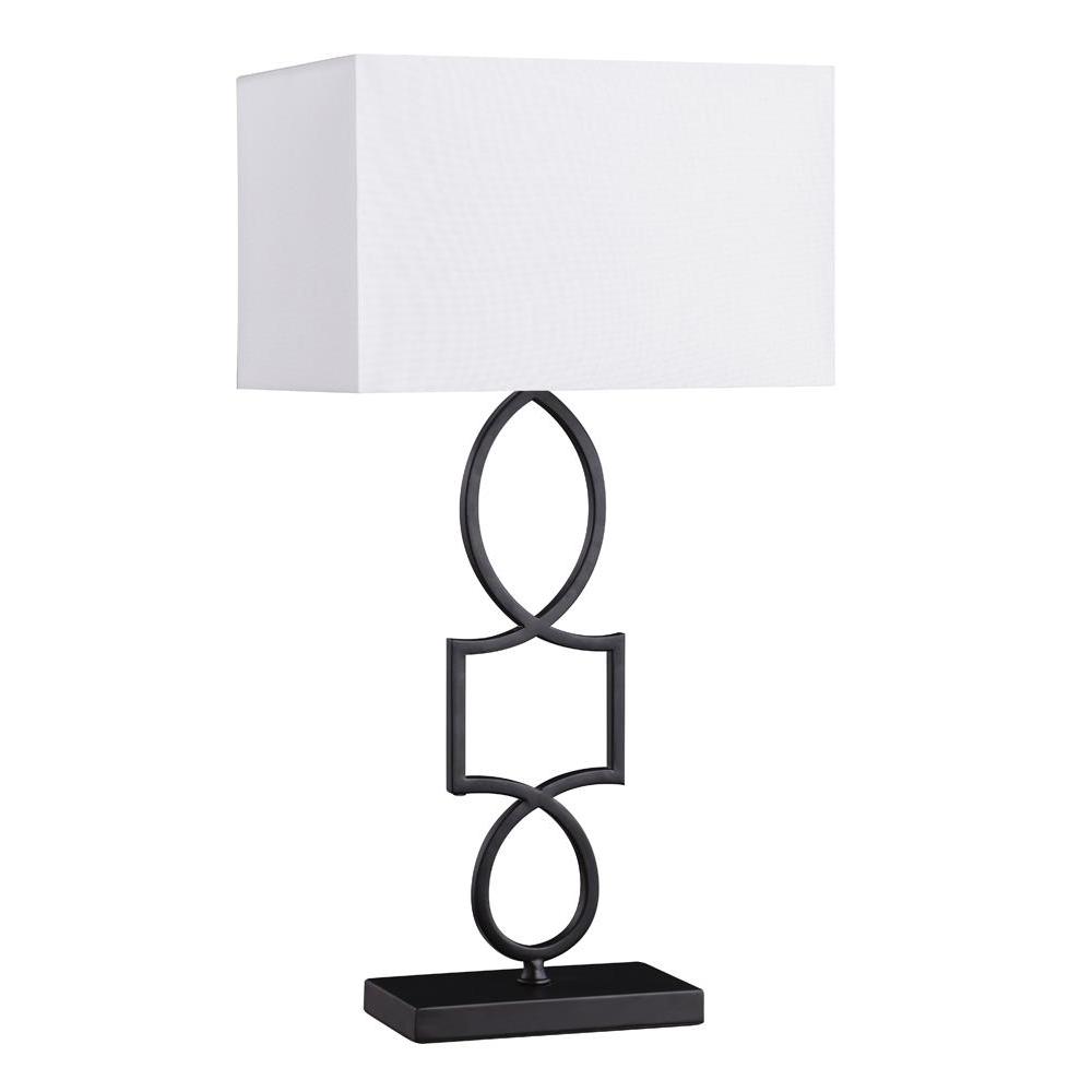 Leorio Rectangular Shade Table Lamp White and Black. Picture 1