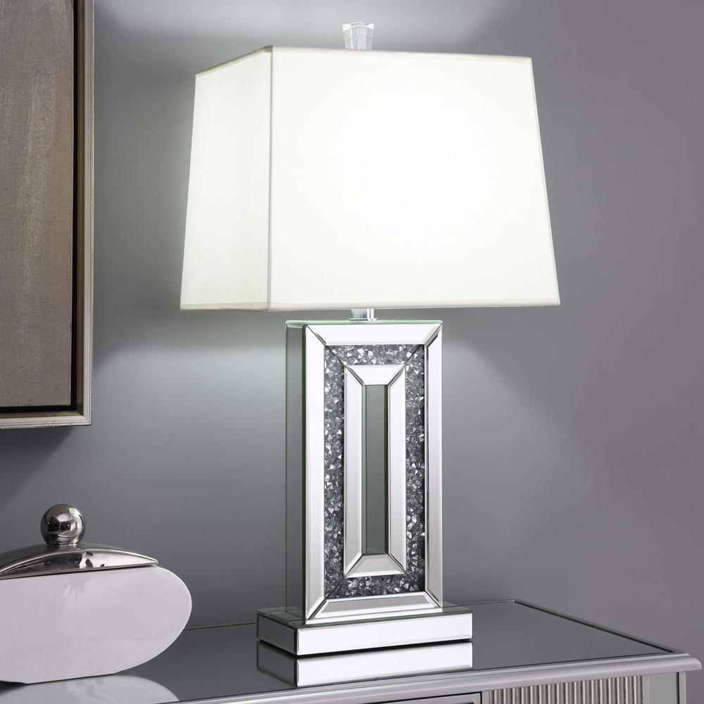 Ayelet Table Lamp with Square Shade White and Mirror. Picture 1