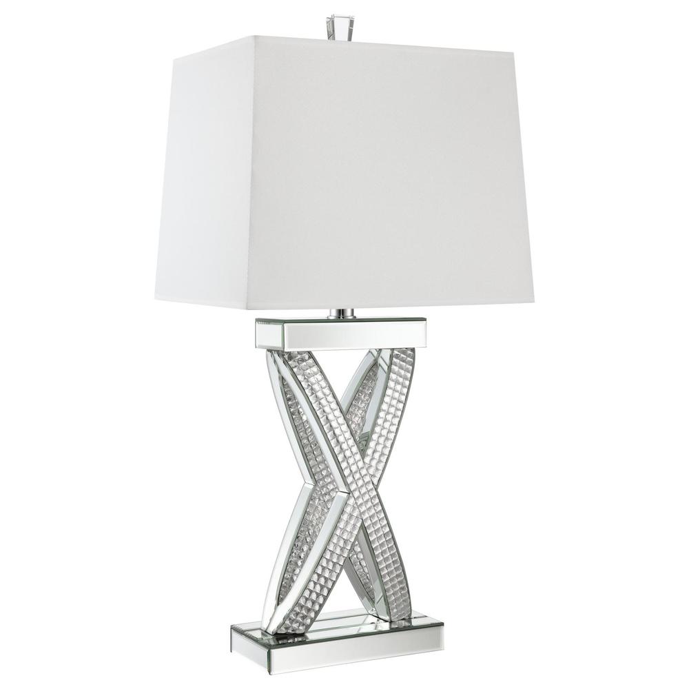 Dominick Table Lamp with Rectange Shade White and Mirror. Picture 2