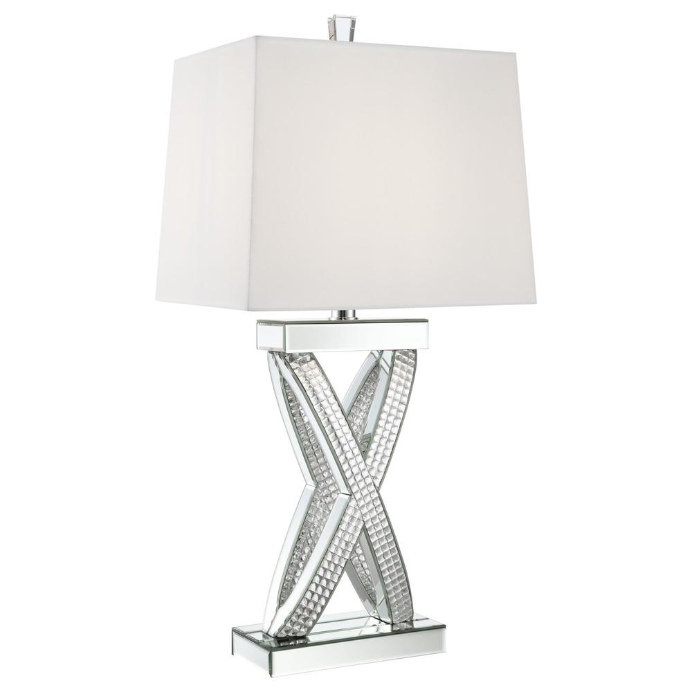 Dominick Table Lamp with Rectange Shade White and Mirror. Picture 3