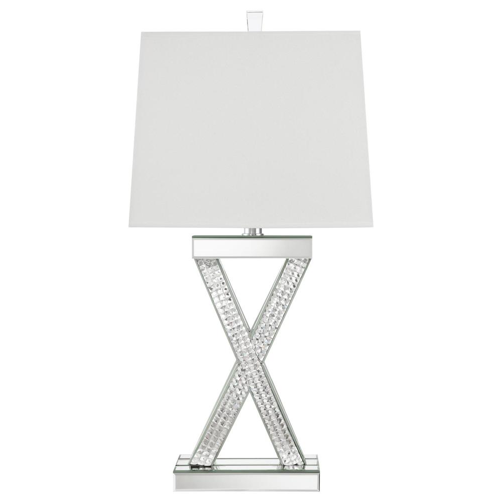 Dominick Table Lamp with Rectange Shade White and Mirror. Picture 4