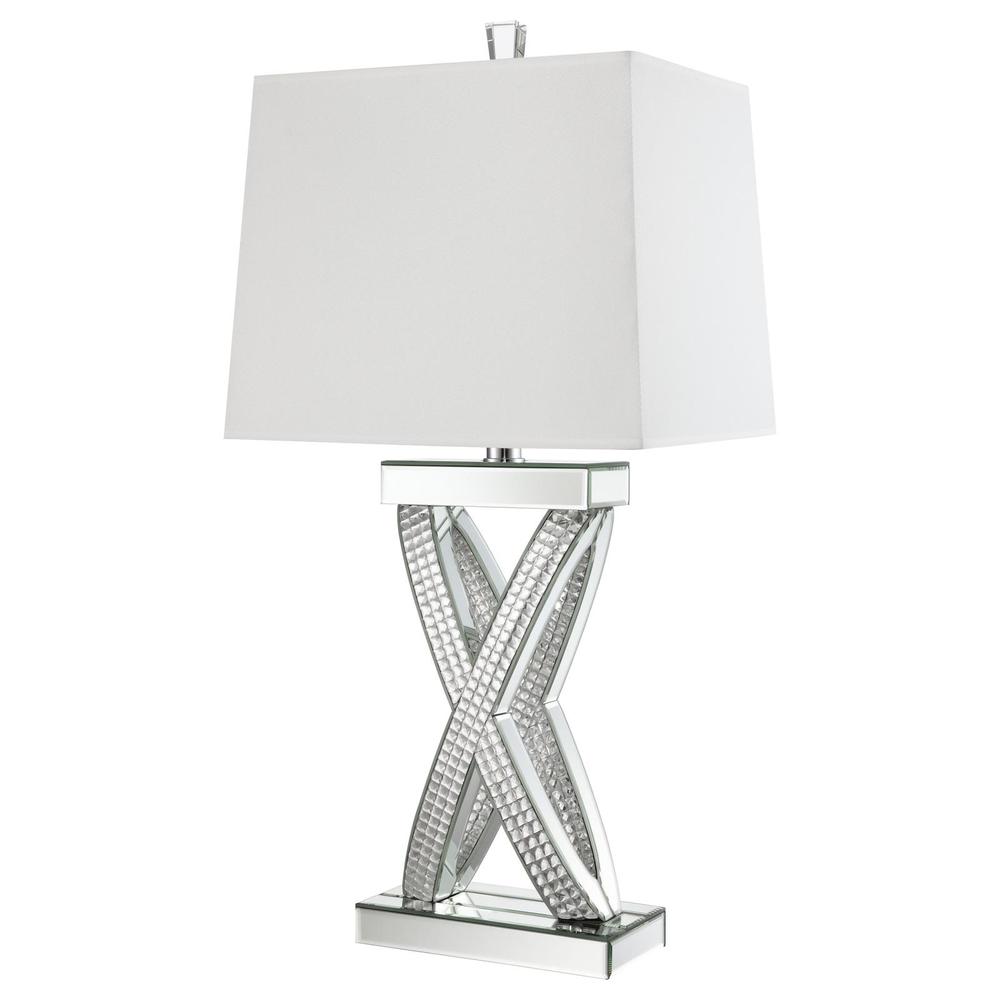 Dominick Table Lamp with Rectange Shade White and Mirror. Picture 5