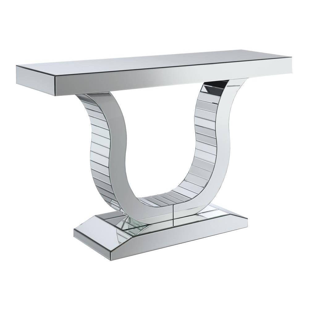 Saanvi Console Table with U-shaped Base Clear Mirror. Picture 2