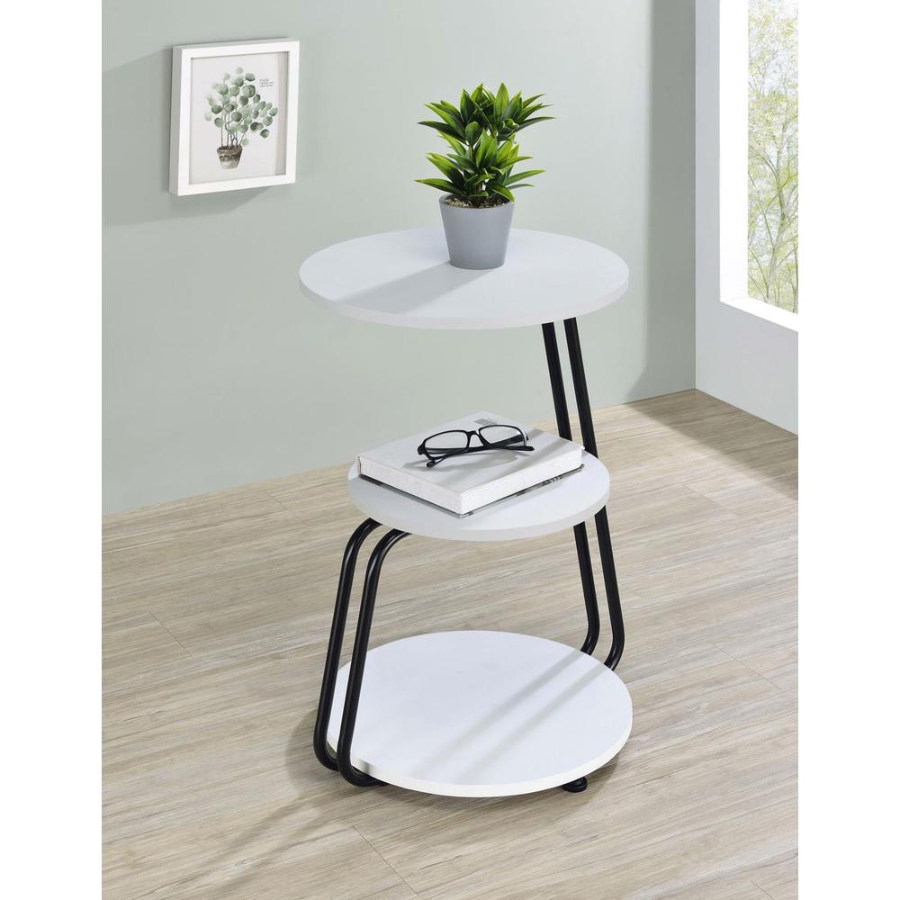 Hilly 3-tier Round Side Table White and Black. Picture 11
