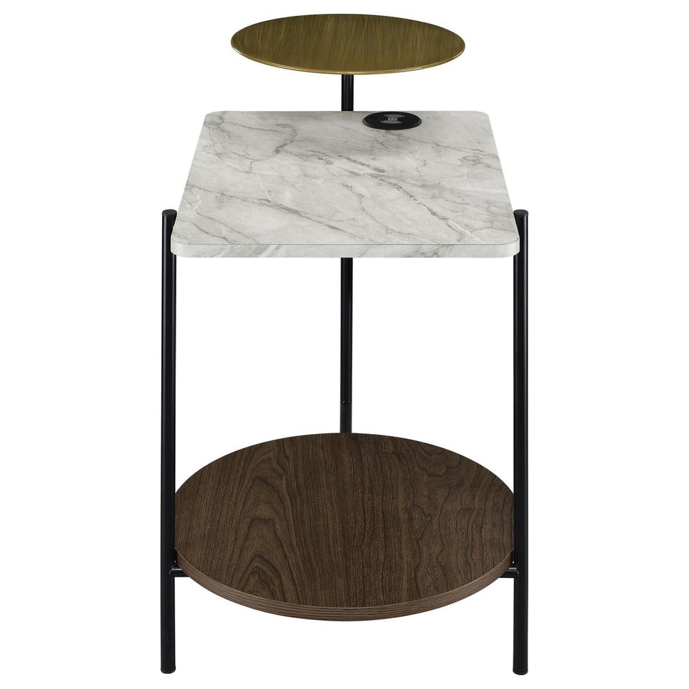 Ottilie 3-tier Side Table With Wireless Charger White and Black. Picture 2