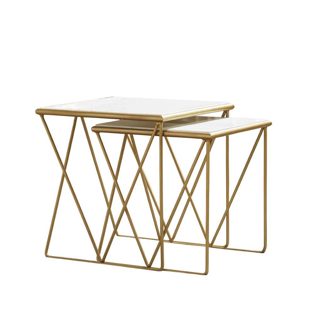 Bette 2-piece Nesting Table Set White and Gold. Picture 2