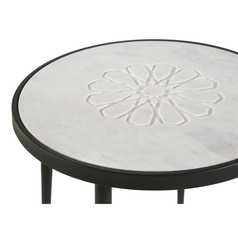 Kofi Round Marble Top Side Table White and Black. Picture 3