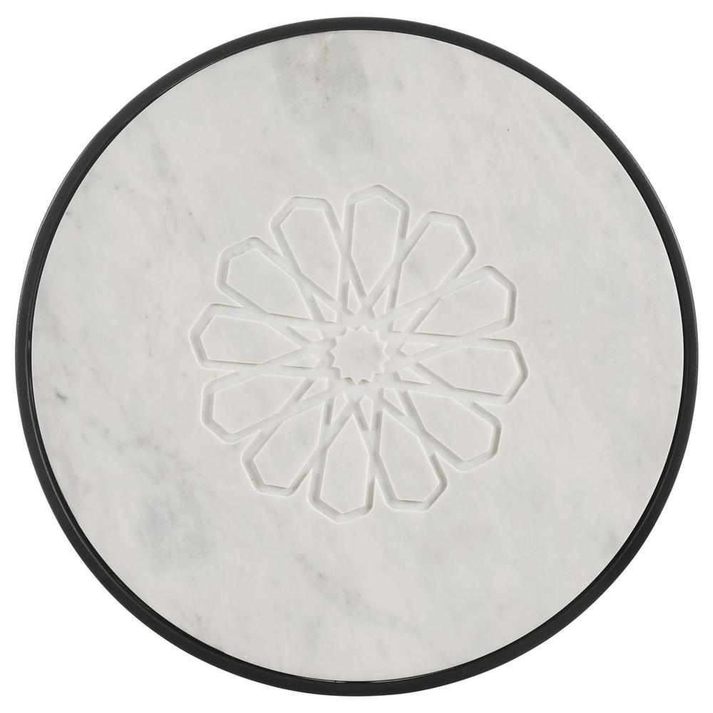 Kofi Round Marble Top Side Table White and Black. Picture 2