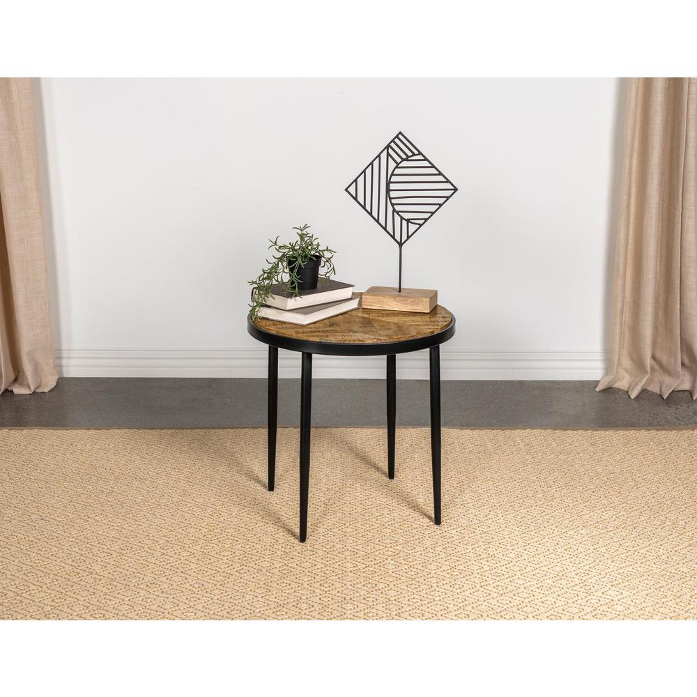 Hayden Metal Round Side Table Natural Mango and Black. Picture 7