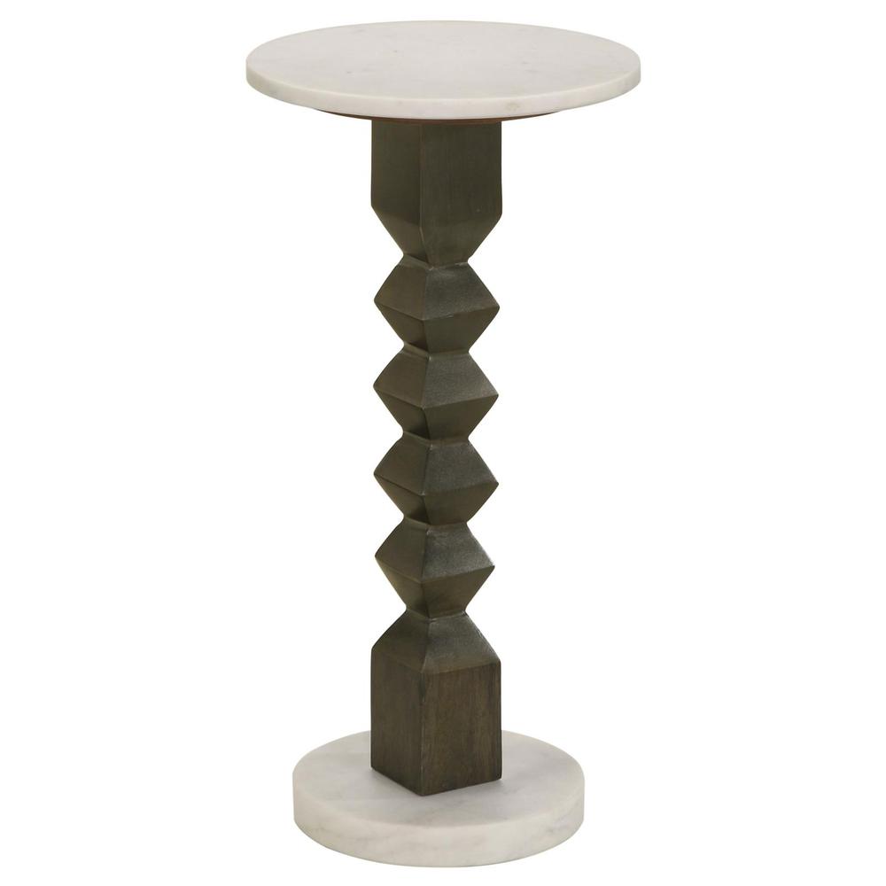 Colette Round Marble Top Side Table White and Dark Grey. Picture 1
