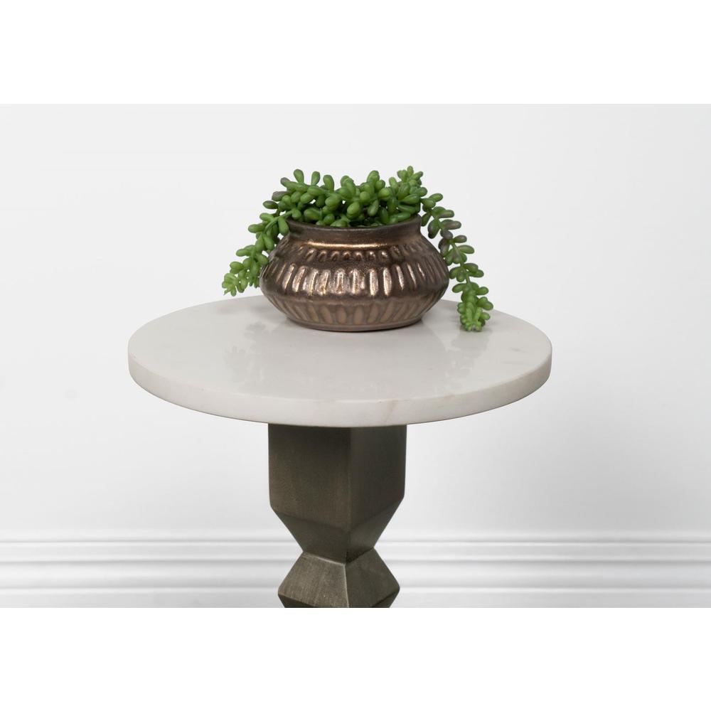 Colette Round Marble Top Side Table White and Dark Grey. Picture 4