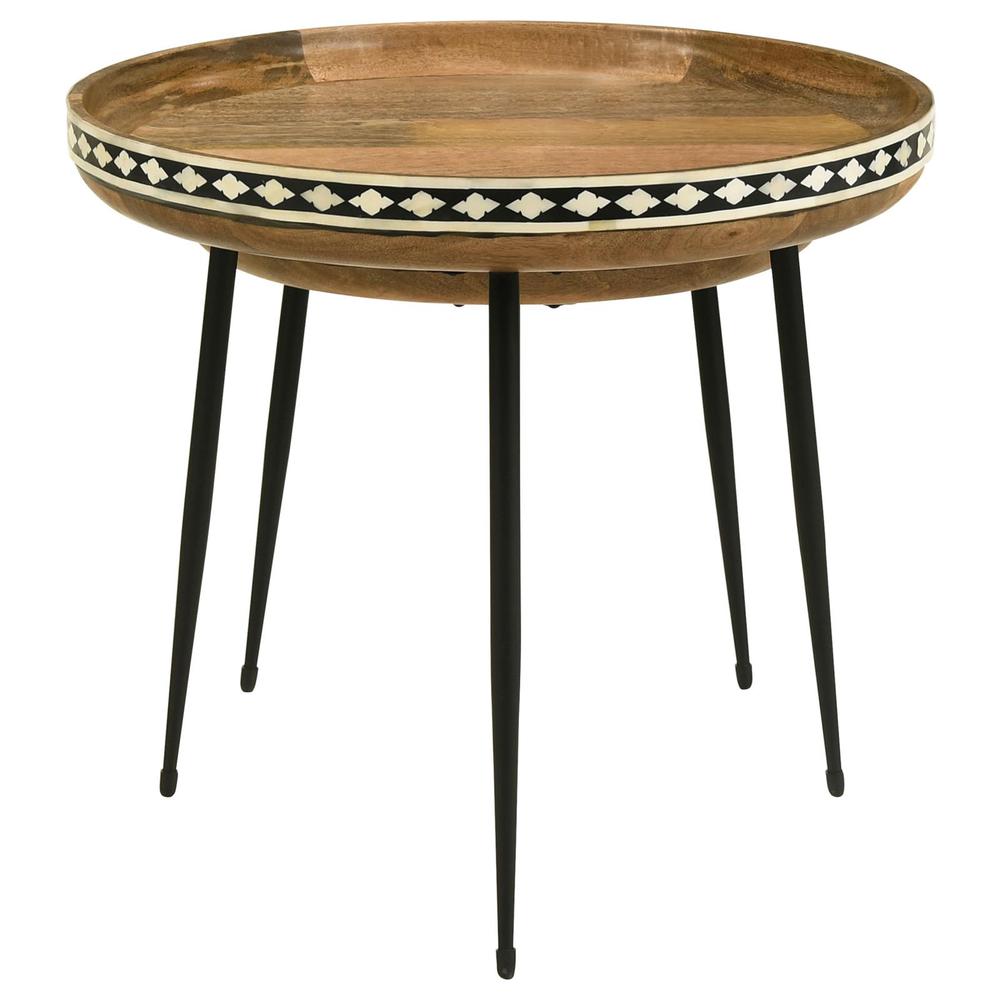Ollie 2-piece Round Nesting Table Natural and Black. Picture 4