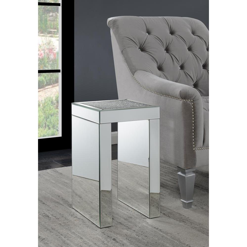 Audrey Square Chairside Table Clear Mirror. Picture 5