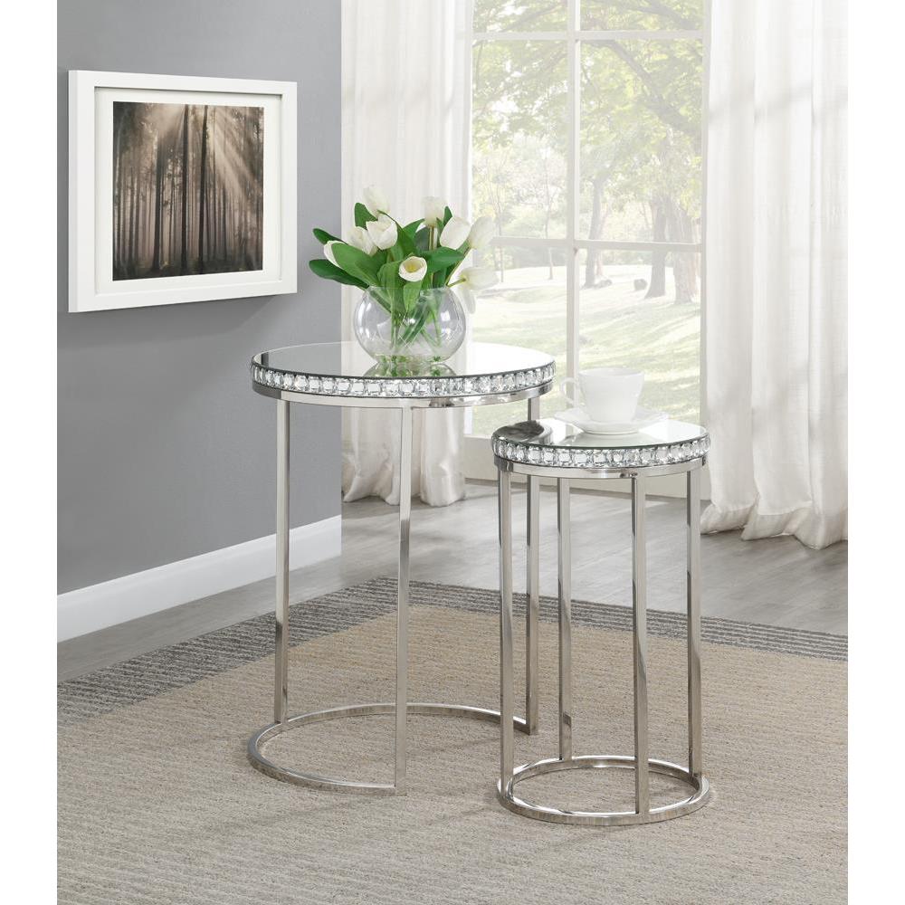 Addison 2-piece Round Nesting Table Silver. Picture 1