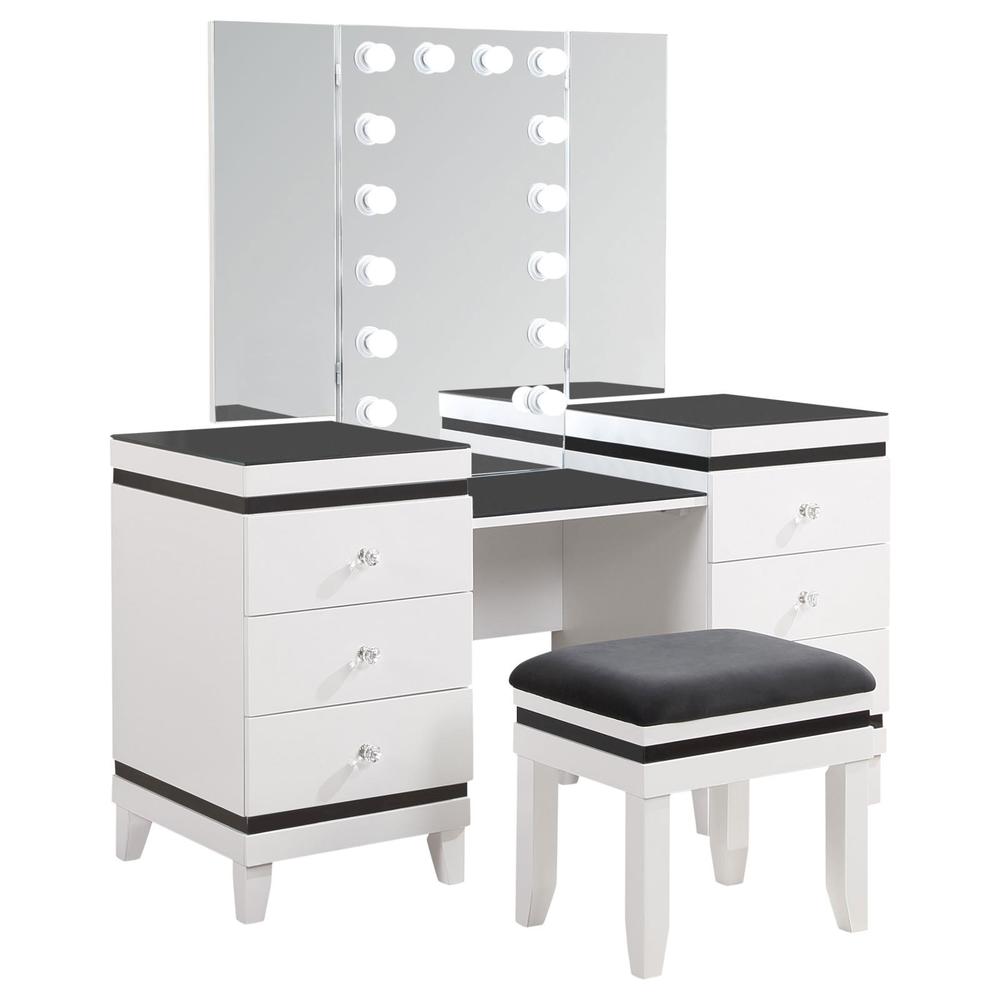 Talei 6-drawer Vanity Set with Hollywood Lighting Black and White. Picture 15