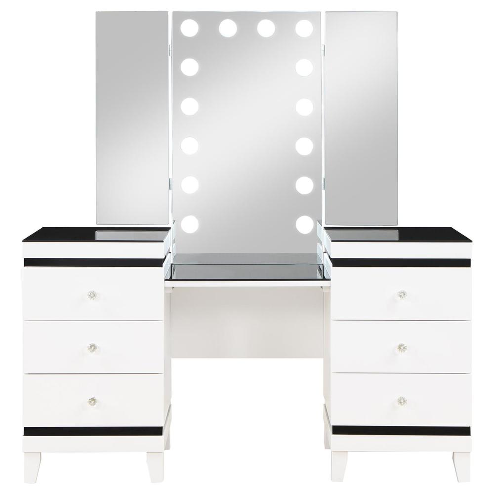 Talei 6-drawer Vanity Set with Hollywood Lighting Black and White. Picture 2
