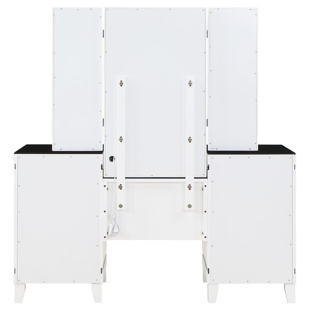 Talei 6-drawer Vanity Set with Hollywood Lighting Black and White. Picture 6