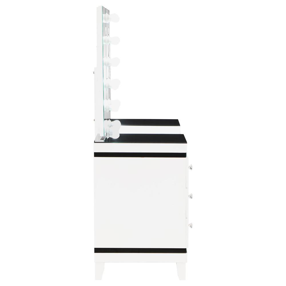 Talei 6-drawer Vanity Set with Hollywood Lighting Black and White. Picture 8
