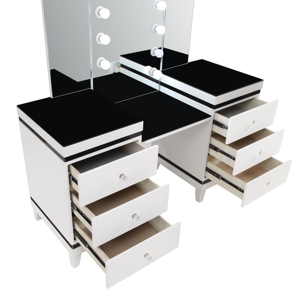 Talei 6-drawer Vanity Set with Hollywood Lighting Black and White. Picture 11