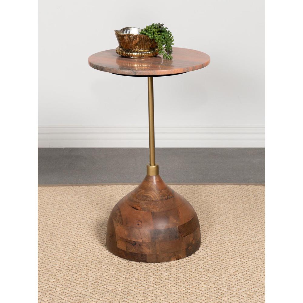 Colima Round Wood Top Side Table Peach. Picture 6