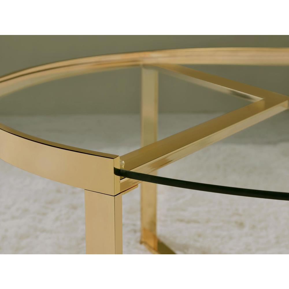 Delia 2-piece Round Nesting Table Clear and Gold. Picture 6