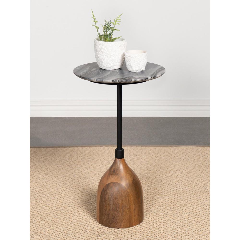 Ophelia Round Marble Top Side Table Black. Picture 4