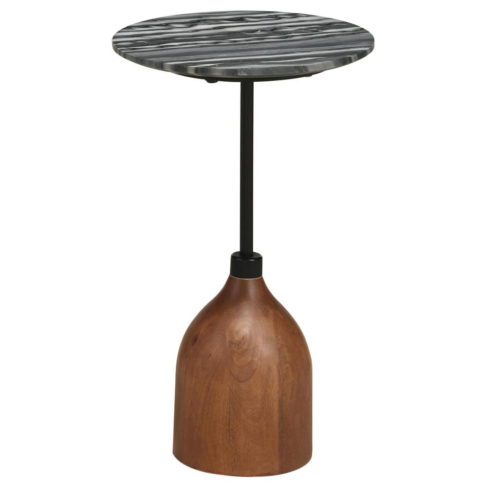 Ophelia Round Marble Top Side Table Black. Picture 2