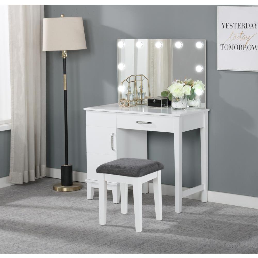 Elijah Vanity Set with LED Lights White and Dark Grey. Picture 4
