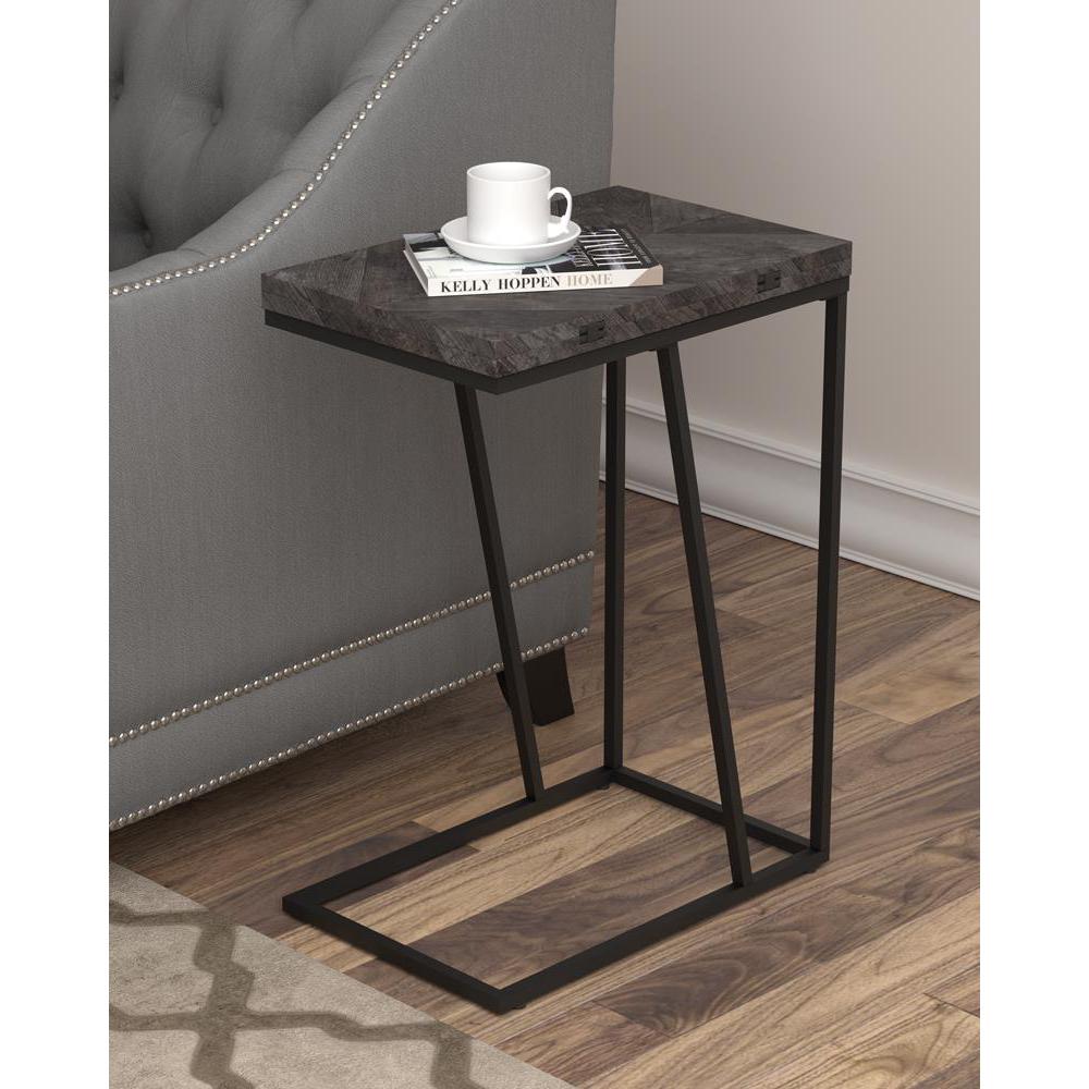Carly Expandable Chevron Rectangular Accent Table Grey. Picture 1