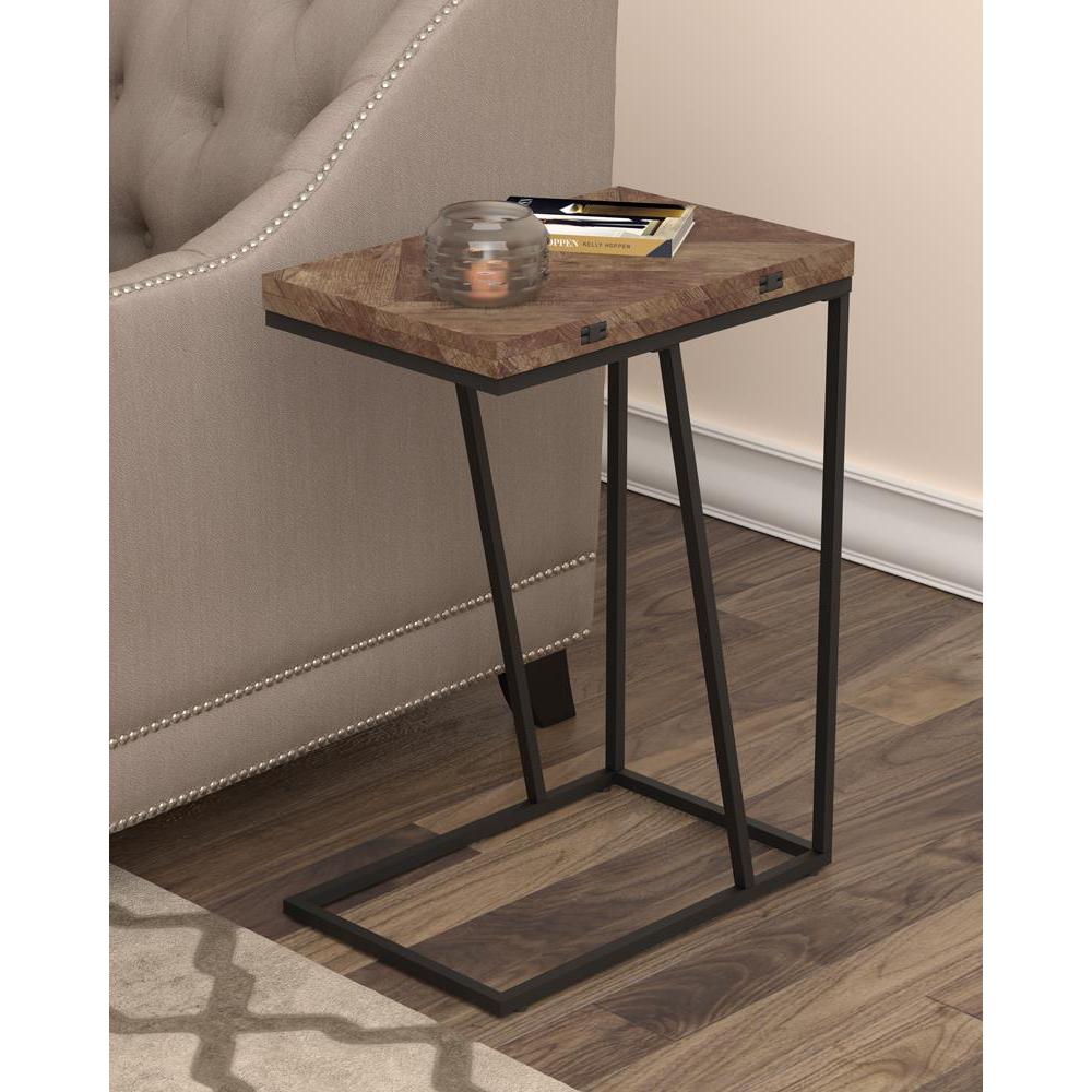 Carly Expandable Chevron Rectangular Accent Table Tobacco. Picture 8