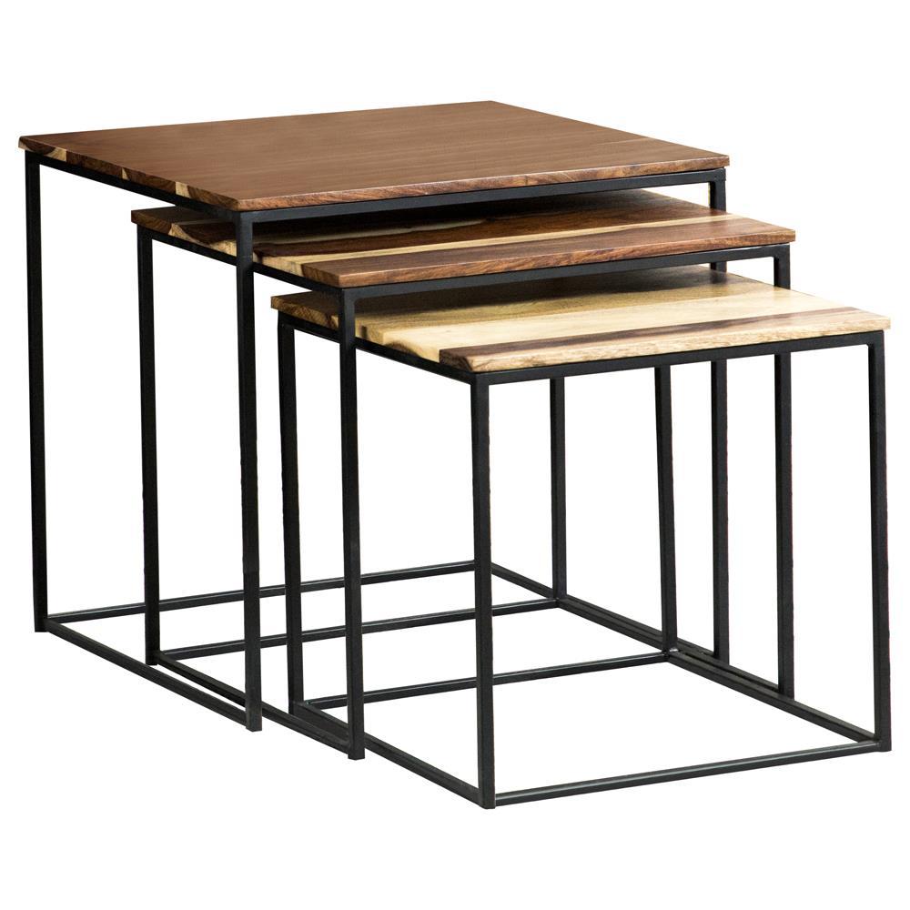 Belcourt 3-piece Square Nesting Tables Natural and Black. Picture 2