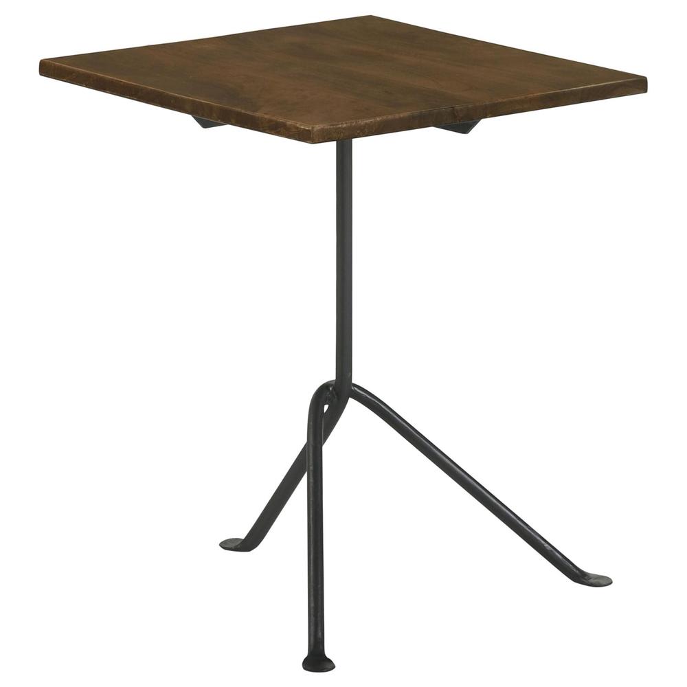 Heitor Square Accent Table with Tripod Legs Dark Brown and Gunmetal. Picture 3