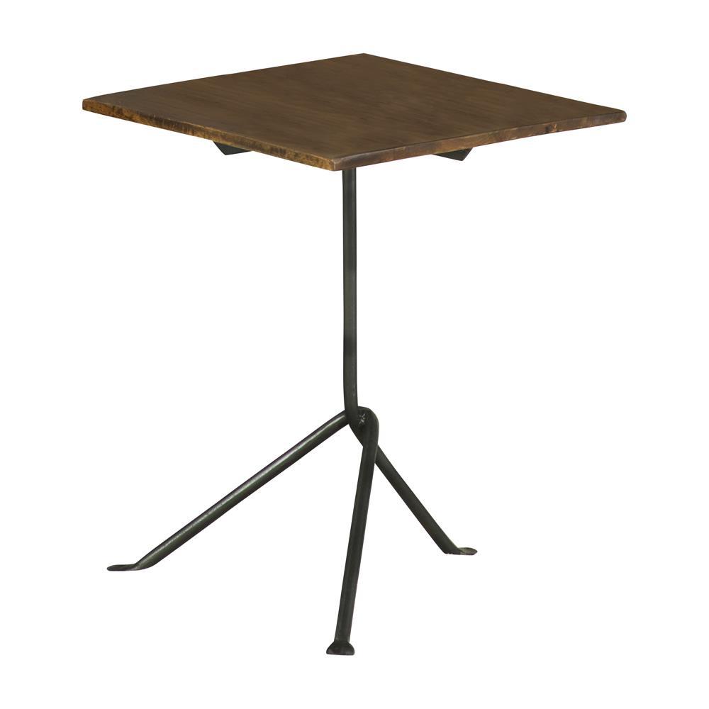 Heitor Square Accent Table with Tripod Legs Dark Brown and Gunmetal. Picture 5