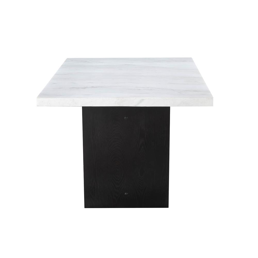 Sherry Trestle Base Marble Top Dining Table Espresso and White. Picture 5