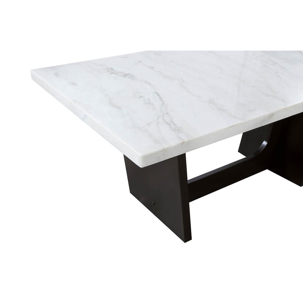 Sherry Trestle Base Marble Top Dining Table Espresso and White. Picture 7