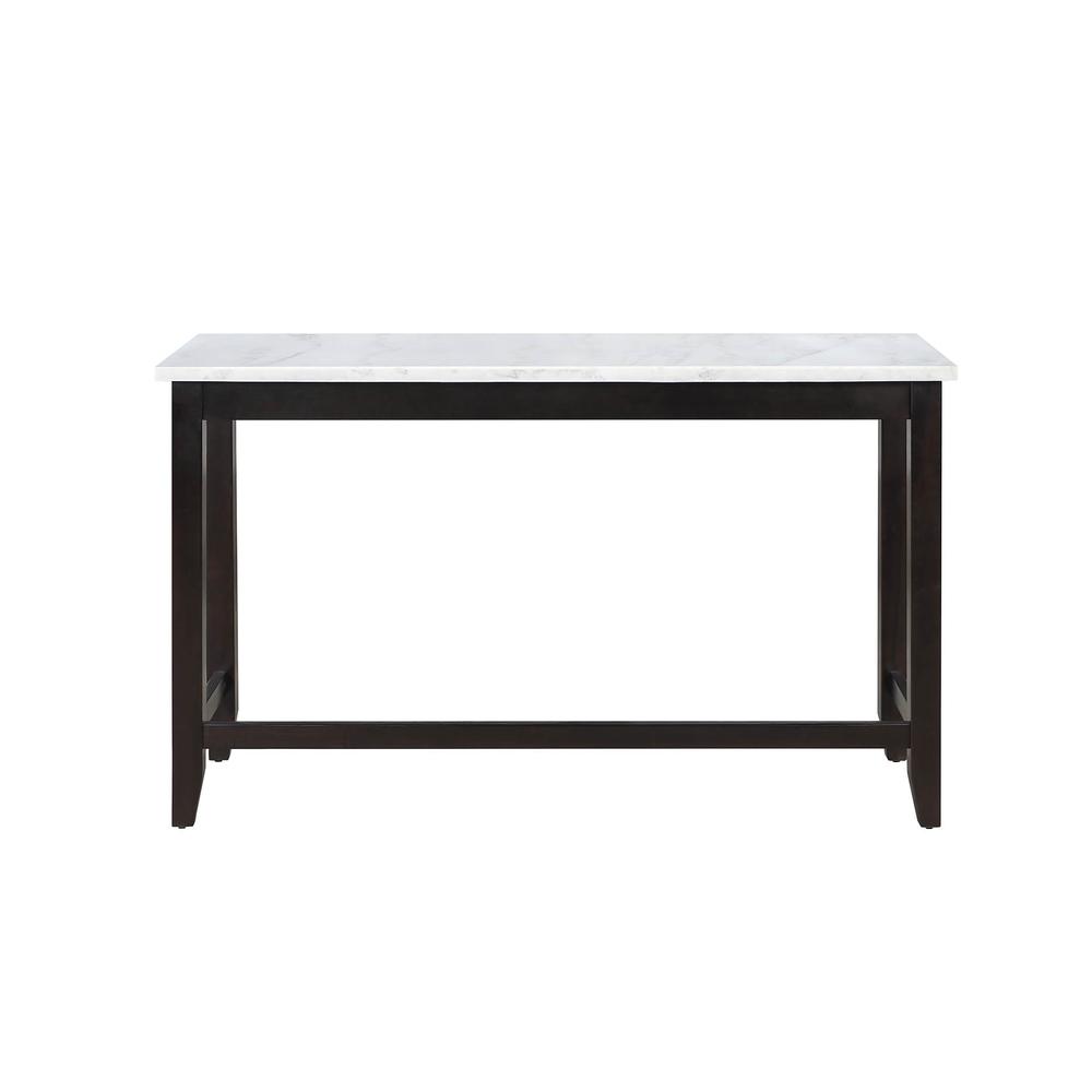 Toby Rectangular Marble Top Counter Height Table Espresso and White. Picture 5