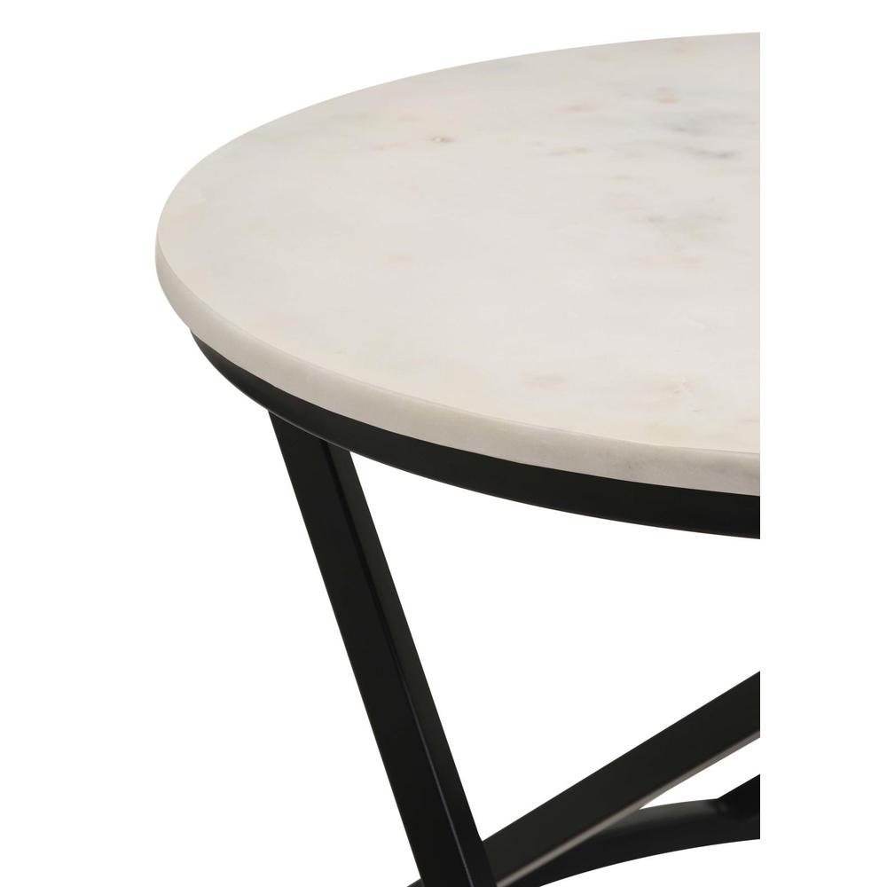 Miguel Round Accent Table with Marble Top White and Black. Picture 5