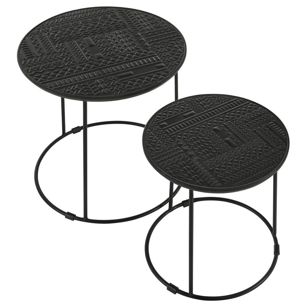 Loannis 2-piece Round Nesting Table Matte Black. Picture 4