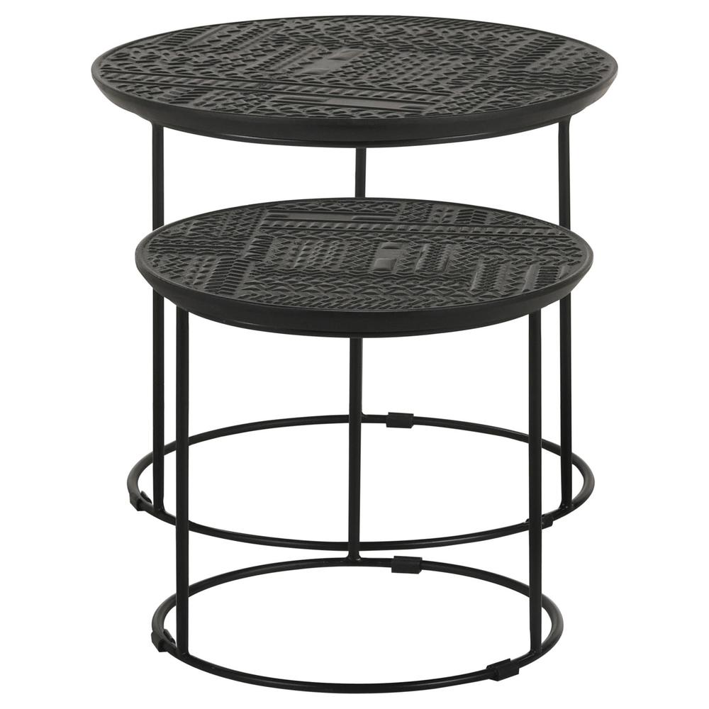 Loannis 2-piece Round Nesting Table Matte Black. Picture 5