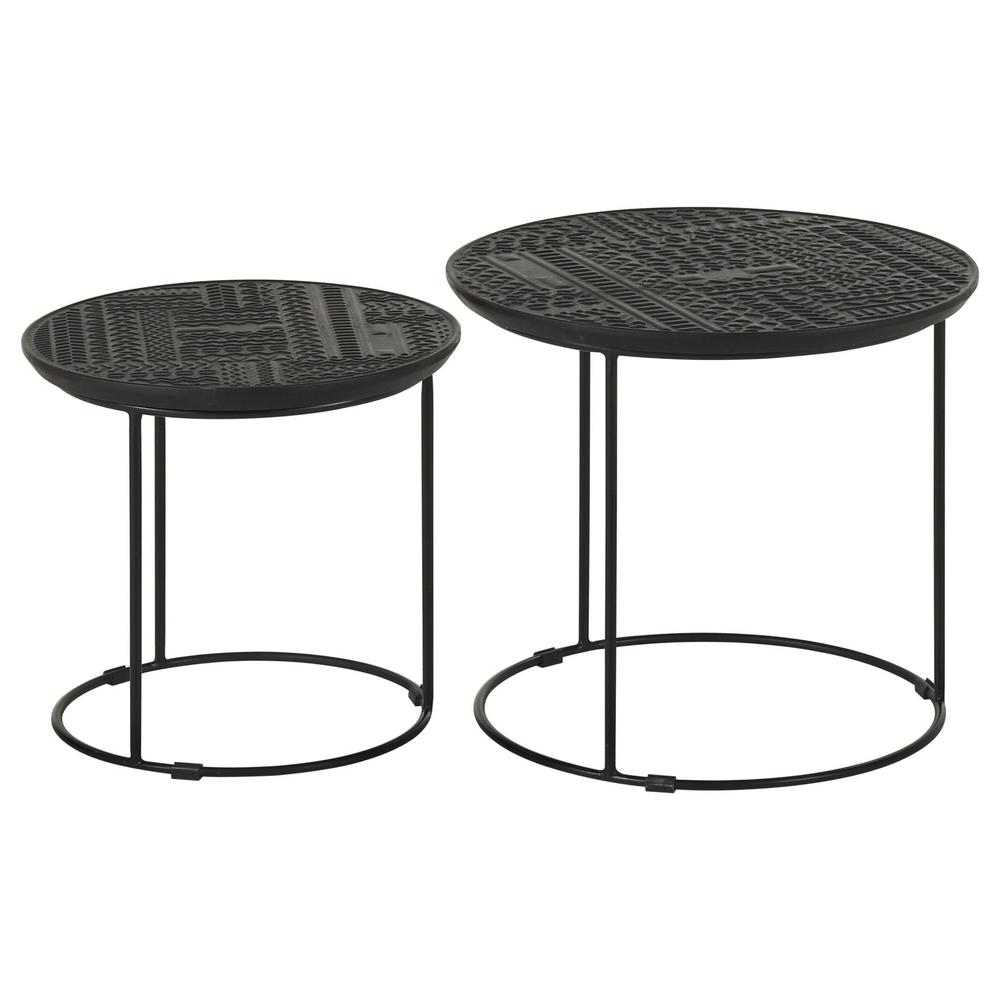 Loannis 2-piece Round Nesting Table Matte Black. Picture 6