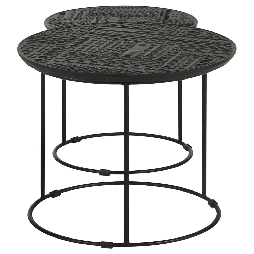 Loannis 2-piece Round Nesting Table Matte Black. Picture 7