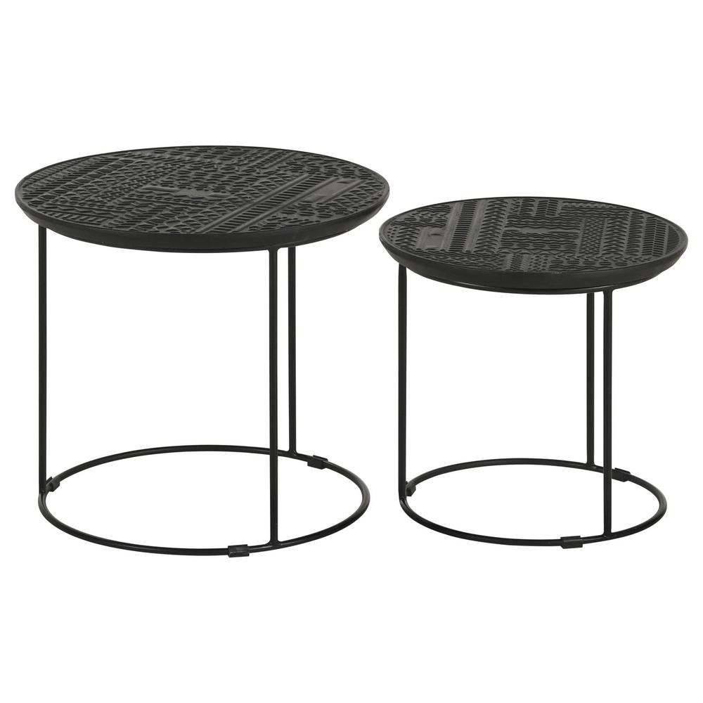 Loannis 2-piece Round Nesting Table Matte Black. Picture 8