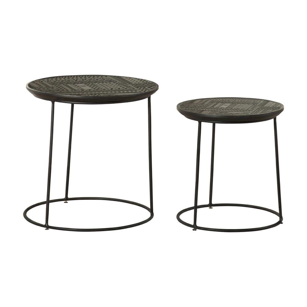 Loannis 2-piece Round Nesting Table Matte Black. Picture 11