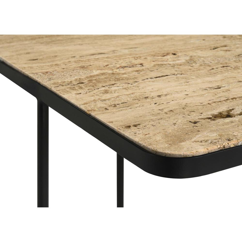 Elyna Square Accent Table Travertine and Black. Picture 7