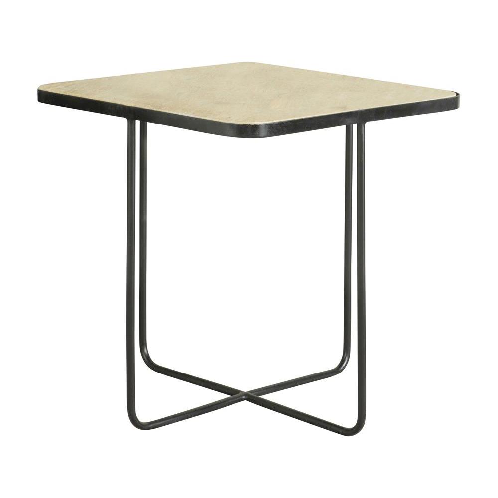 Elyna Square Accent Table Travertine and Black. Picture 9