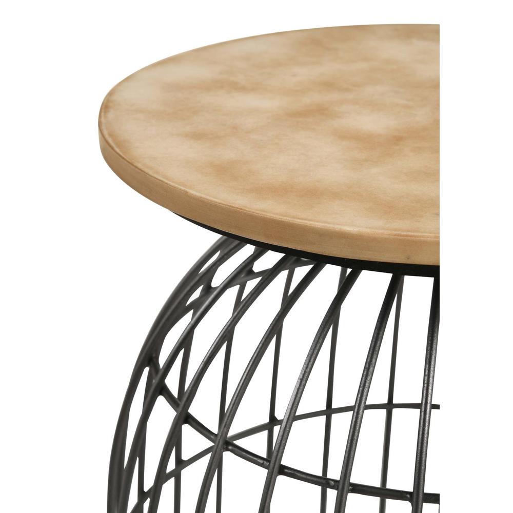 Bernardo Round Accent Table with Bird Cage Base Natural and Gunmetal. Picture 4