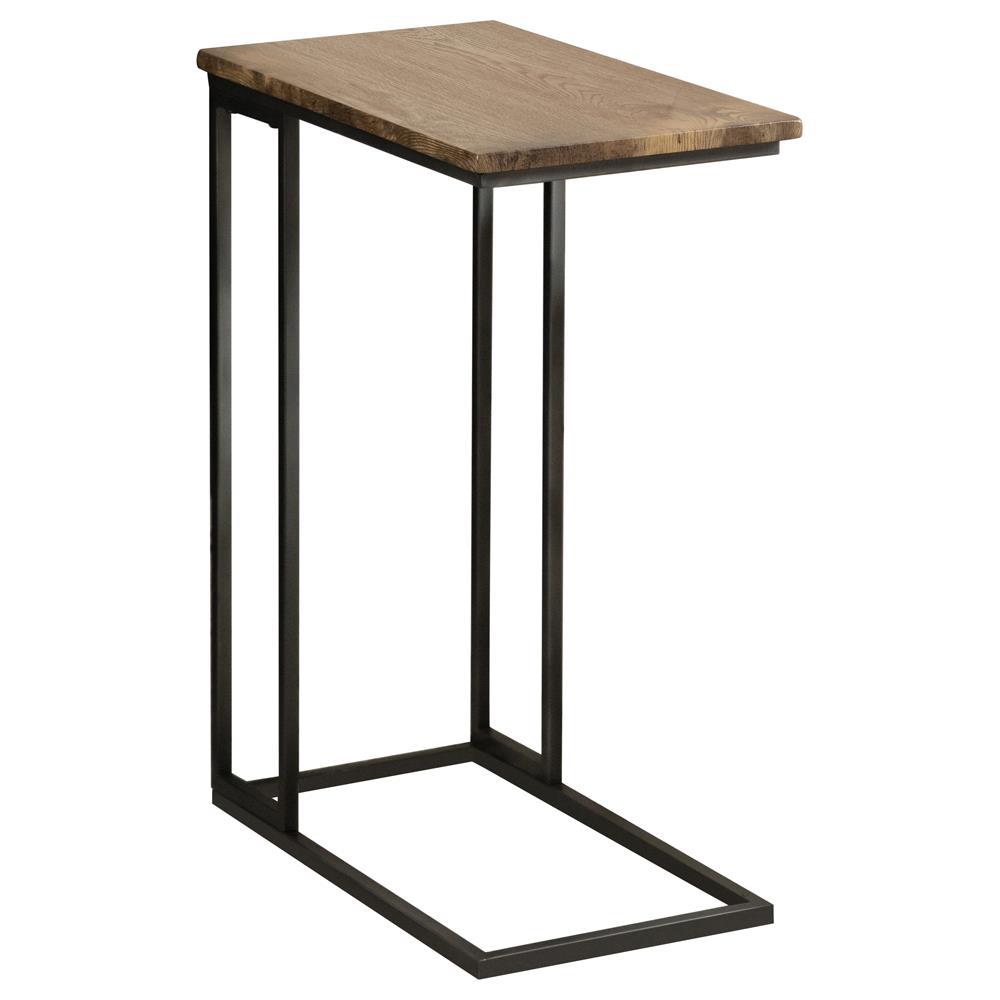 Rudy Snack Table with Power Outlet Gunmetal and Antique Brown. Picture 1