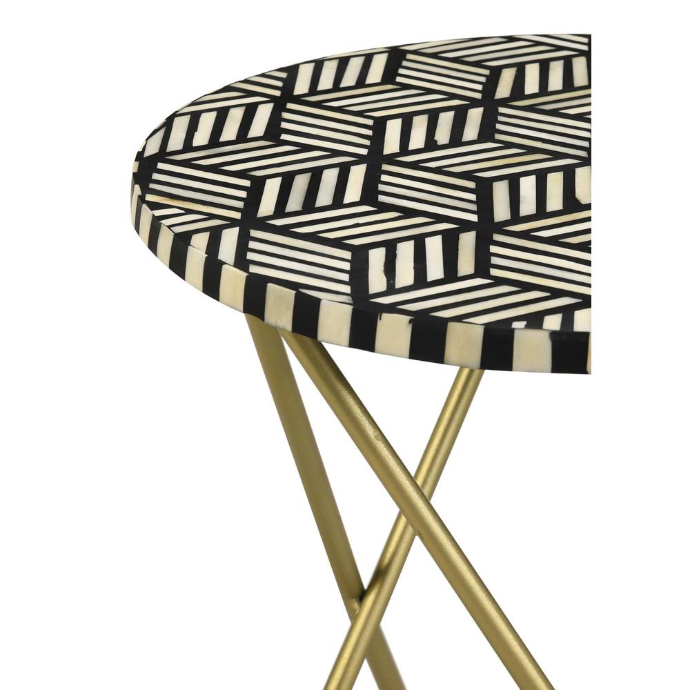 Xenia Round Accent Table with Hairpin Legs Black and White. Picture 5
