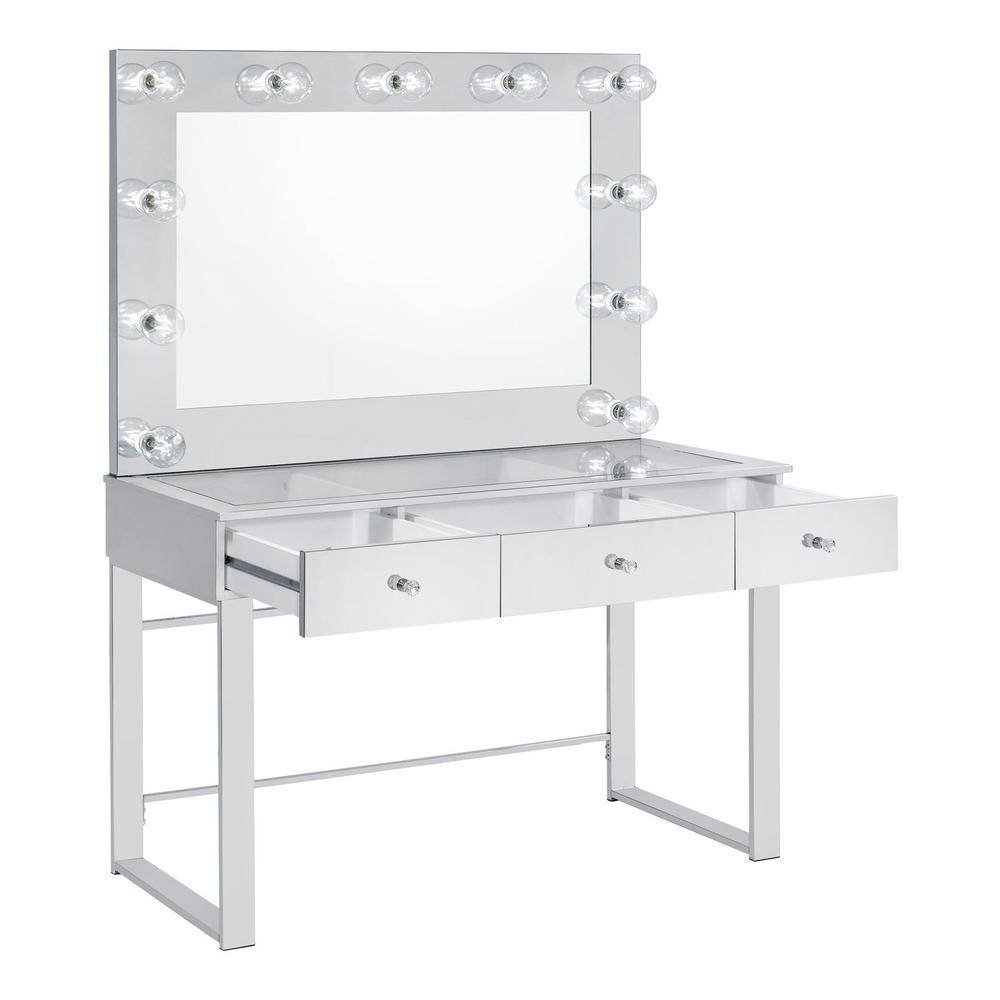 Umbridge 3-drawer Vanity with Lighting Chrome and White. Picture 4